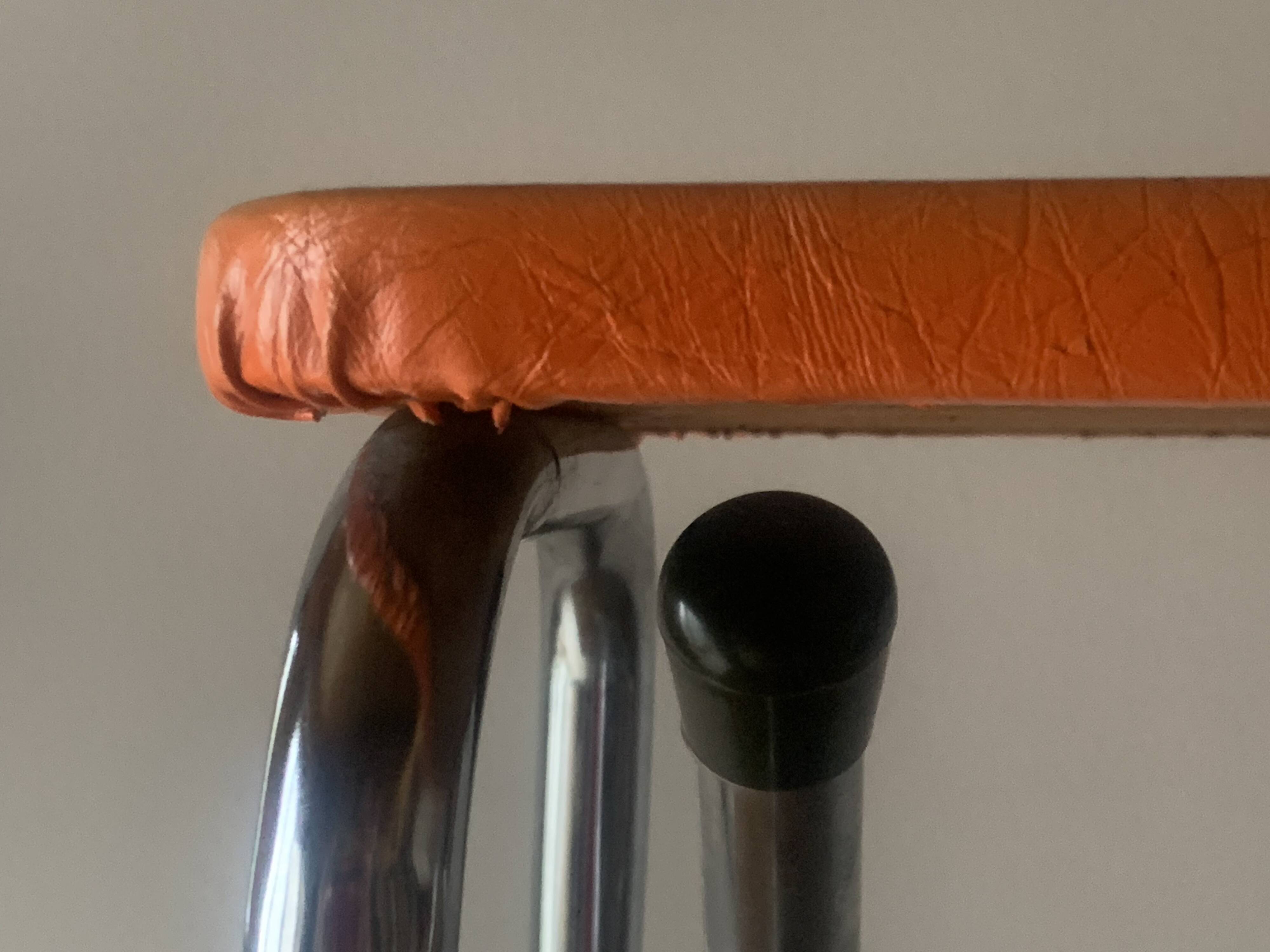 Vintage Brabantia step stool in wood, Skai and chrome metal