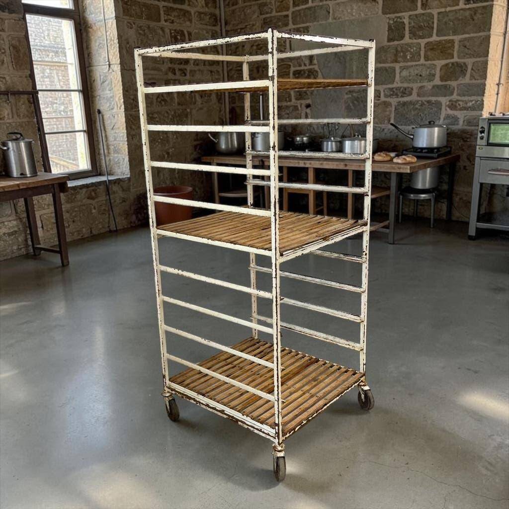 Vintage industrial cart / multi-level display / shelf on wheels