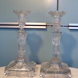 Pair of Vallerysthal glass candlesticks, 1930
