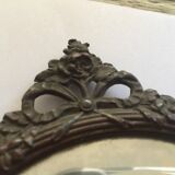 Old bronze hand mirror 27x12cm