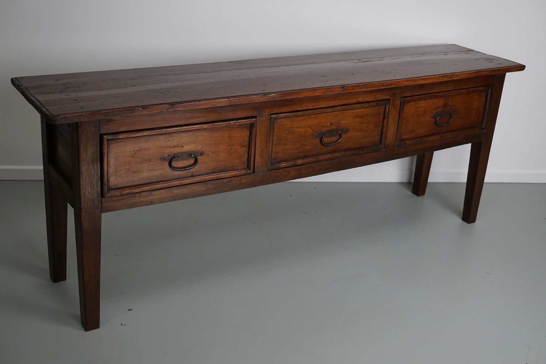 Antique french rustic farmhouse fruitwood & oak side table