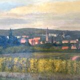 Oil on canvas depicting a landscape, signed Arango. Twentieth century