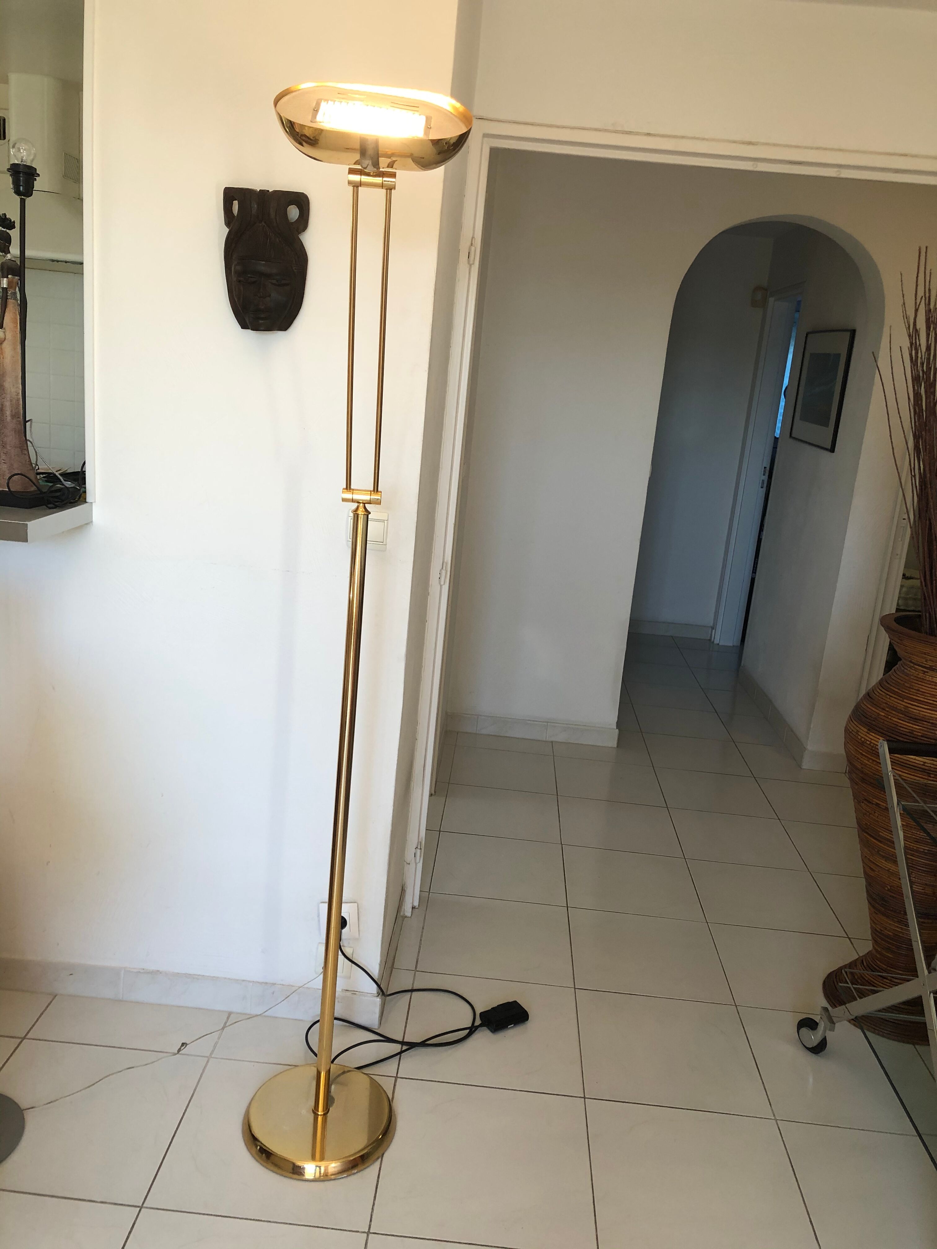 Lampadaire halogène doré vintage