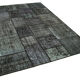 Hand-knotted turkish vintage 172 cm x 243 cm black patchwork rug