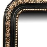 Napoleon III curved mirror, blackened wood frame with cream trim