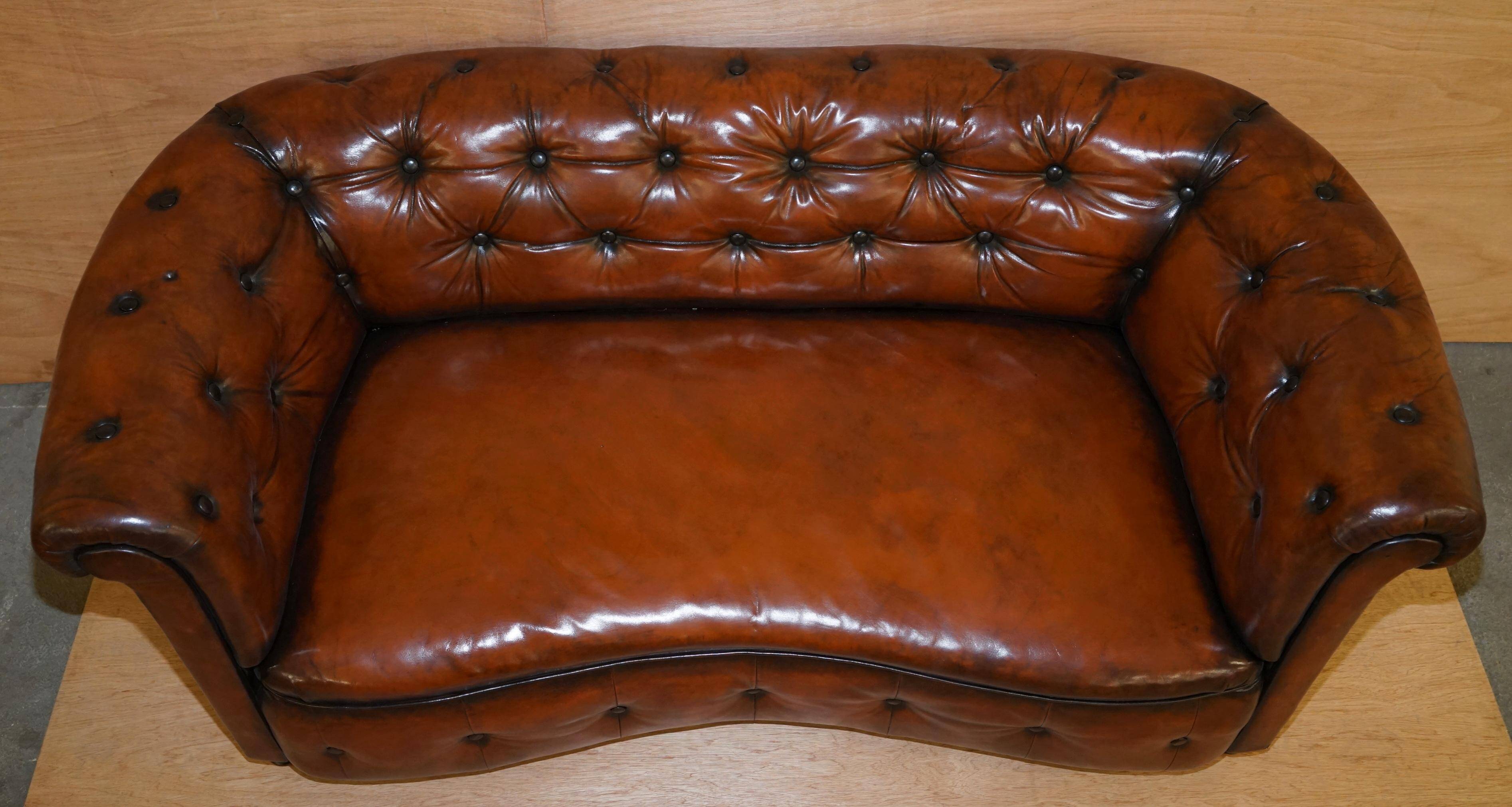 Chesterfield Regency Serpentine Sofa in Hand-Dyed Leather