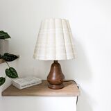 Lampe de chevet Mid Century Pied en bois massif Veinure Abat-jour courbe rose blanc brun foncé Struc