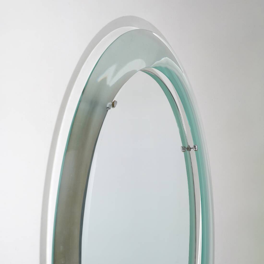 Wall mirror with curved glass frame by Metalvetro, 1970s