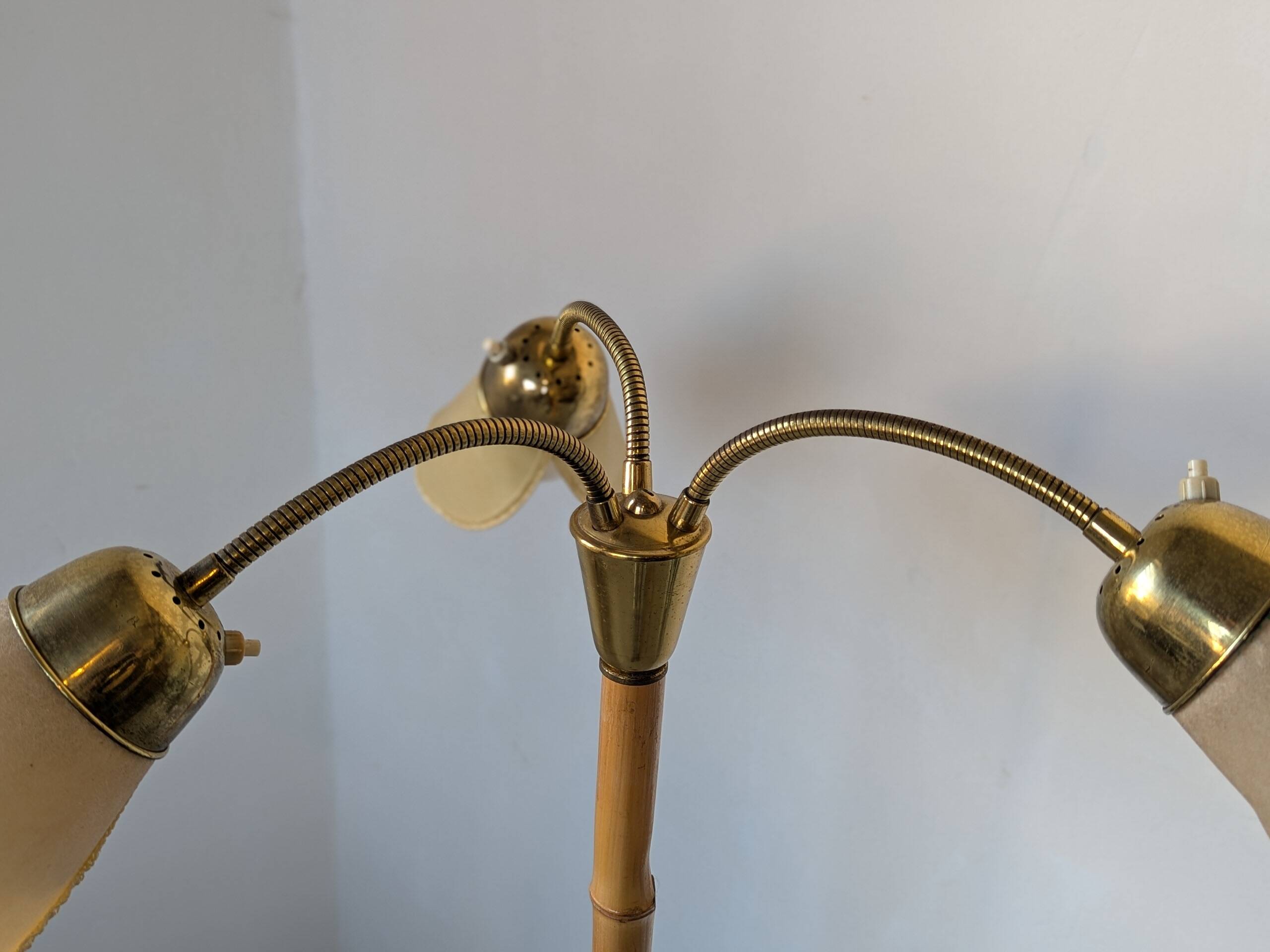 Bamboo and brass floor lamp