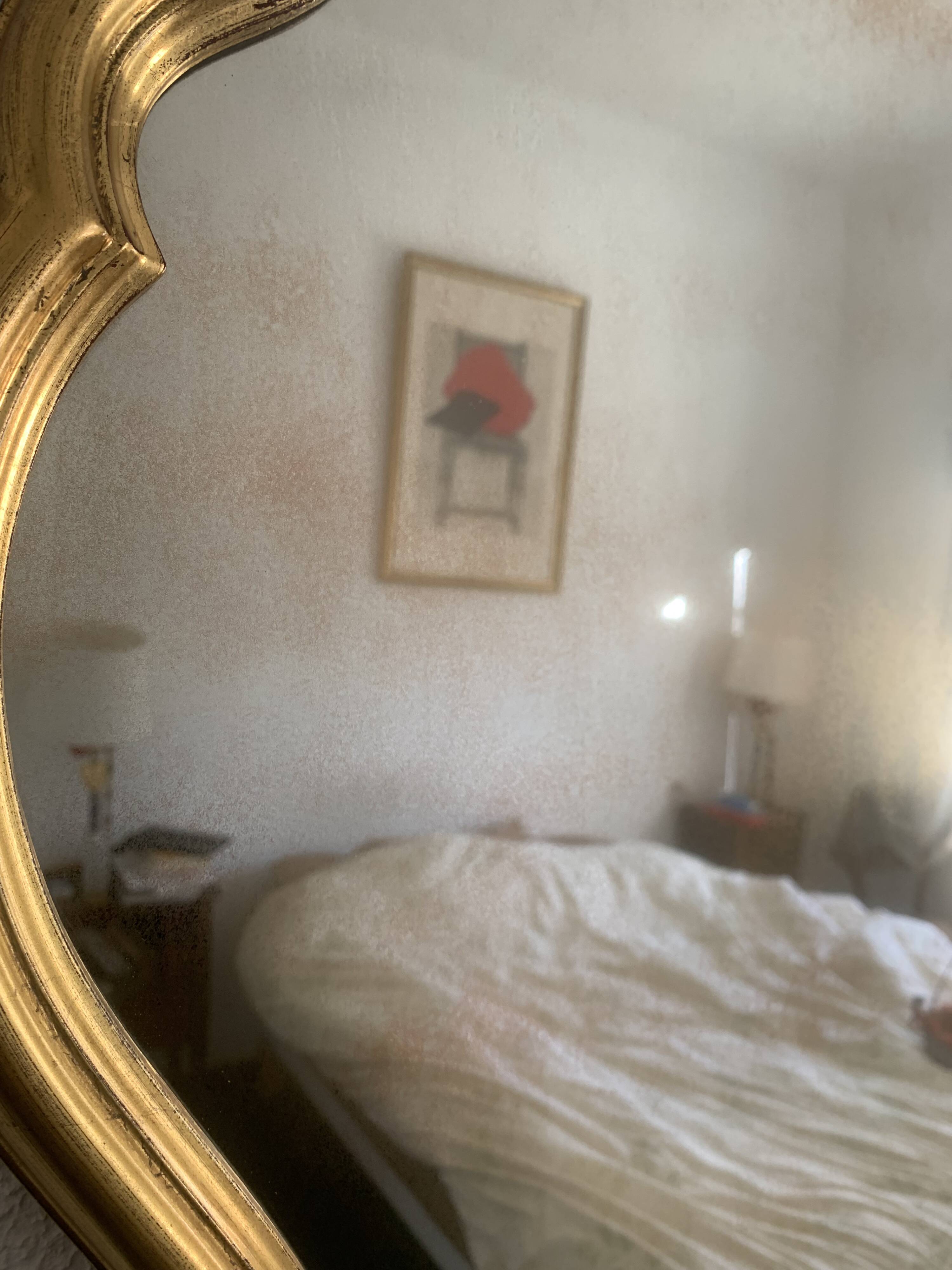 Vintage mirror 1960 Belgian rocaille style gilded wood - 76 x 55cm