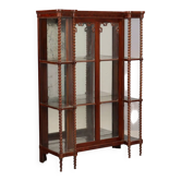 Vitrine ancienne Louis-Philippe en acajou et verre, Italie, XIXe siècle