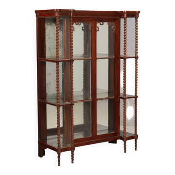 Antique Louis-Philippe display cabinet in mahogany and glass, Italy, 19th century