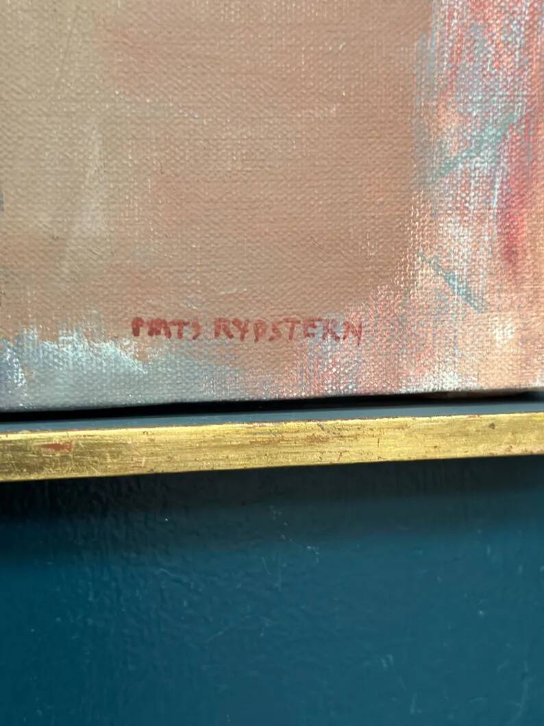 Original Swedish Oil on Canvas – “Town” by Mats Rydstern – Signed – Vintage & Framed – 37 × 49 cm (14.6" × 19.3")
