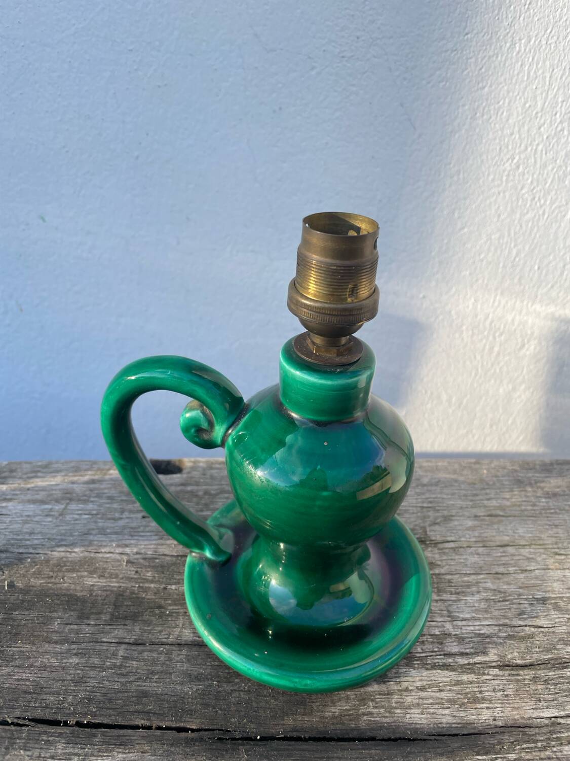 Vallauris lamp in green ceramic