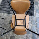 4 vintage chairs in skaï and metal base from the 60s