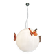 White and red butterfly Sphere Pendant in Murano Glass