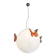 White and red butterfly Sphere Pendant in Murano Glass