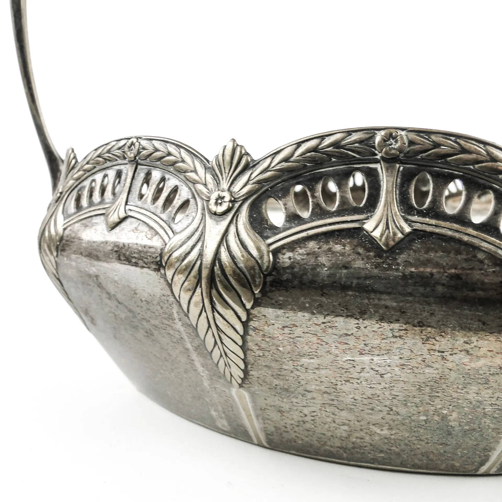 Art Nouveau basket, silver-plated brass, WMF, Germany, early 20th century