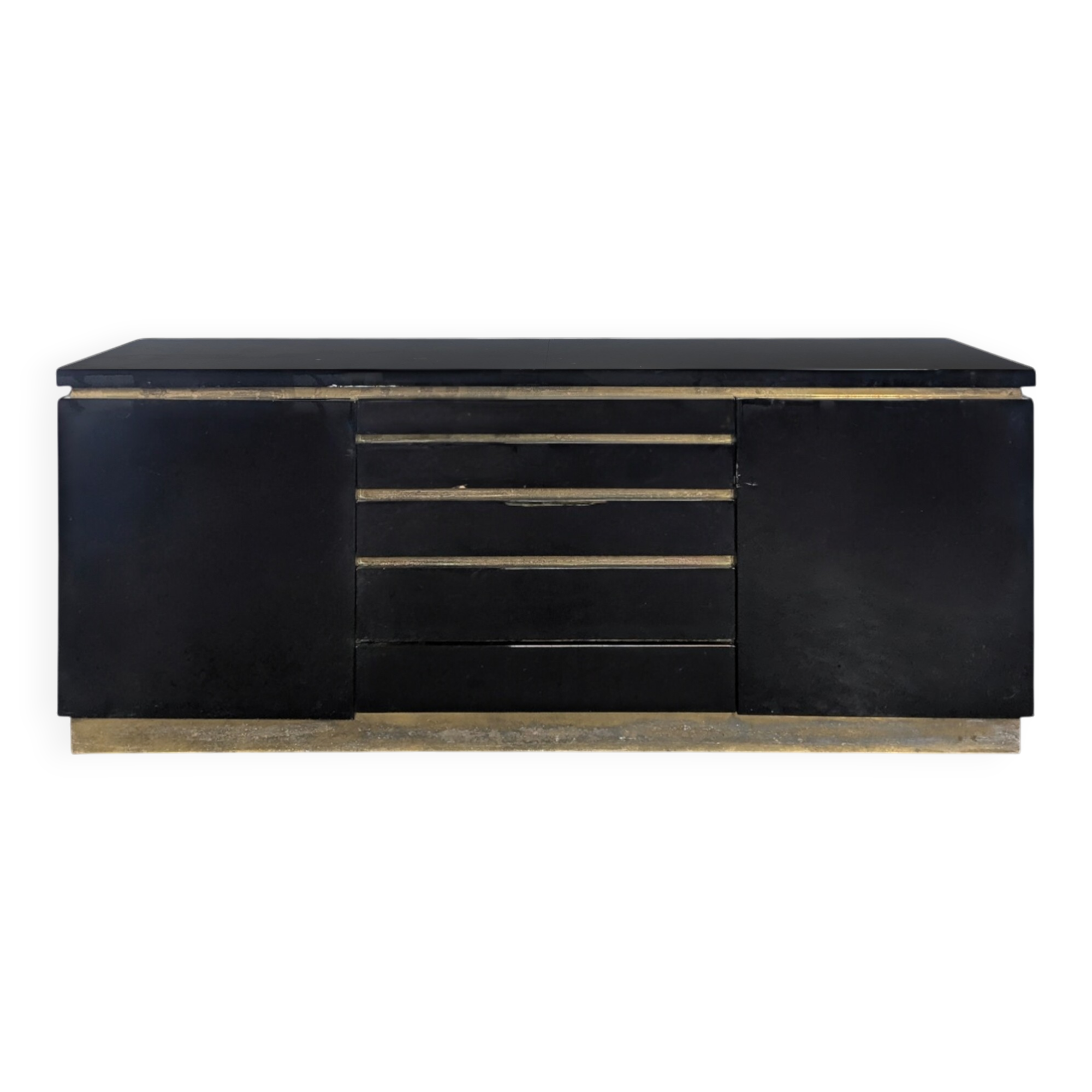 Enfilade laquée noire de Jean Claude Mahey