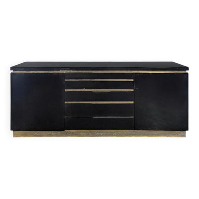 Enfilade laquée noire de Jean Claude Mahey