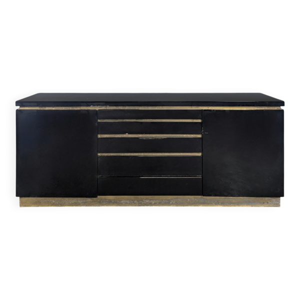 Enfilade laquée noire de Jean Claude Mahey