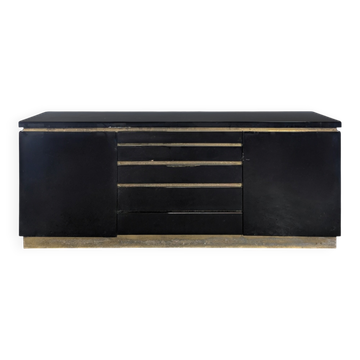 Enfilade laquée noire de Jean Claude Mahey