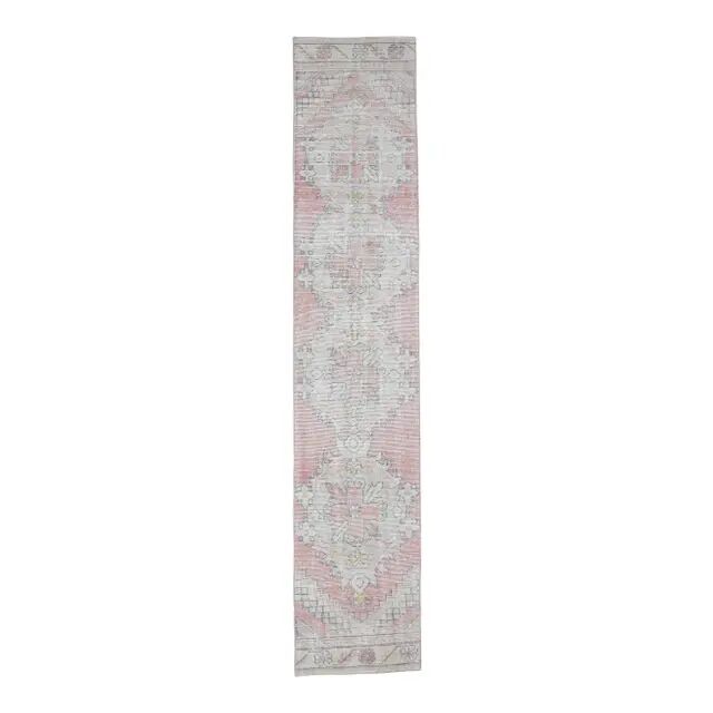Pink Turkish Oushak Kilim Runner 59x299