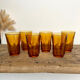 6 vintage amber glasses
