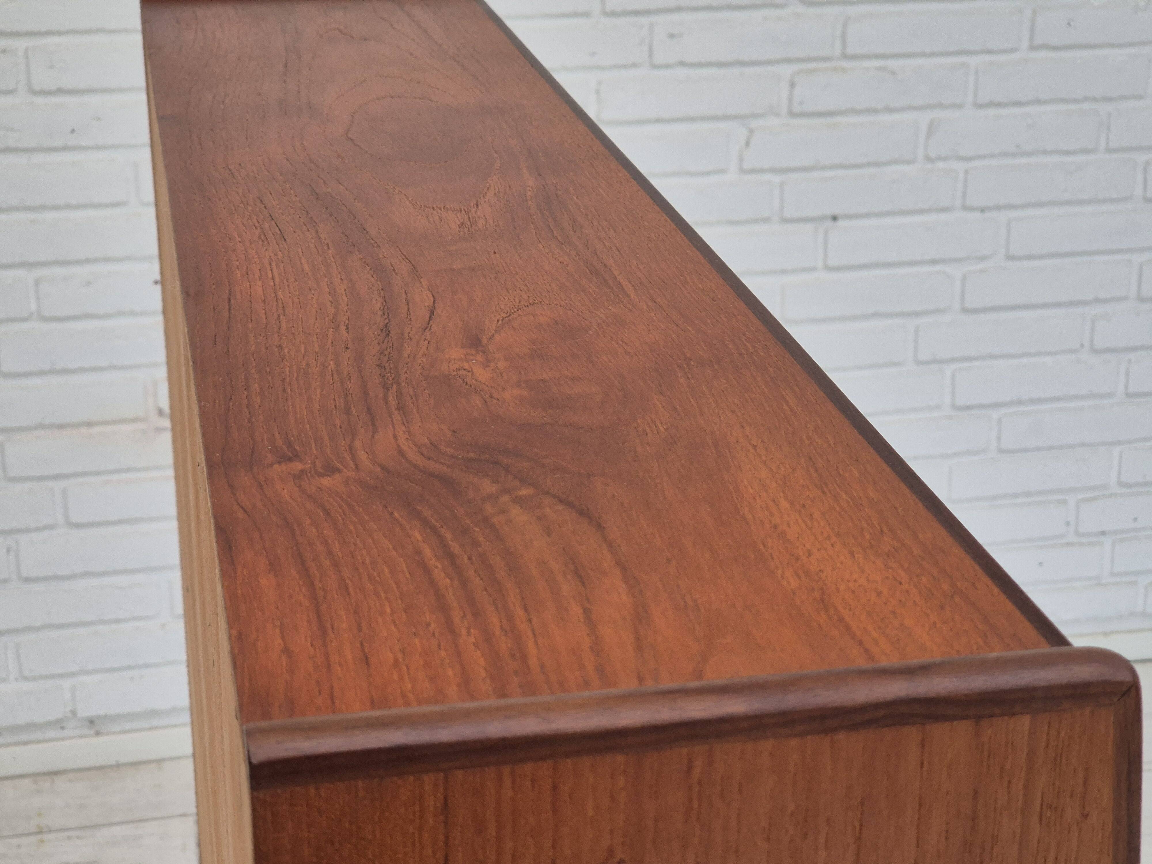 1960s, Danish chest of drawers with a mirror inside, original condition, teak wood.