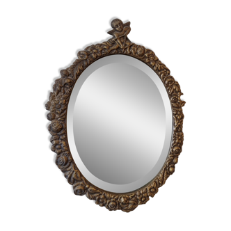 Bronze Oval Mirror By J. Brunt, Copyright From 1962