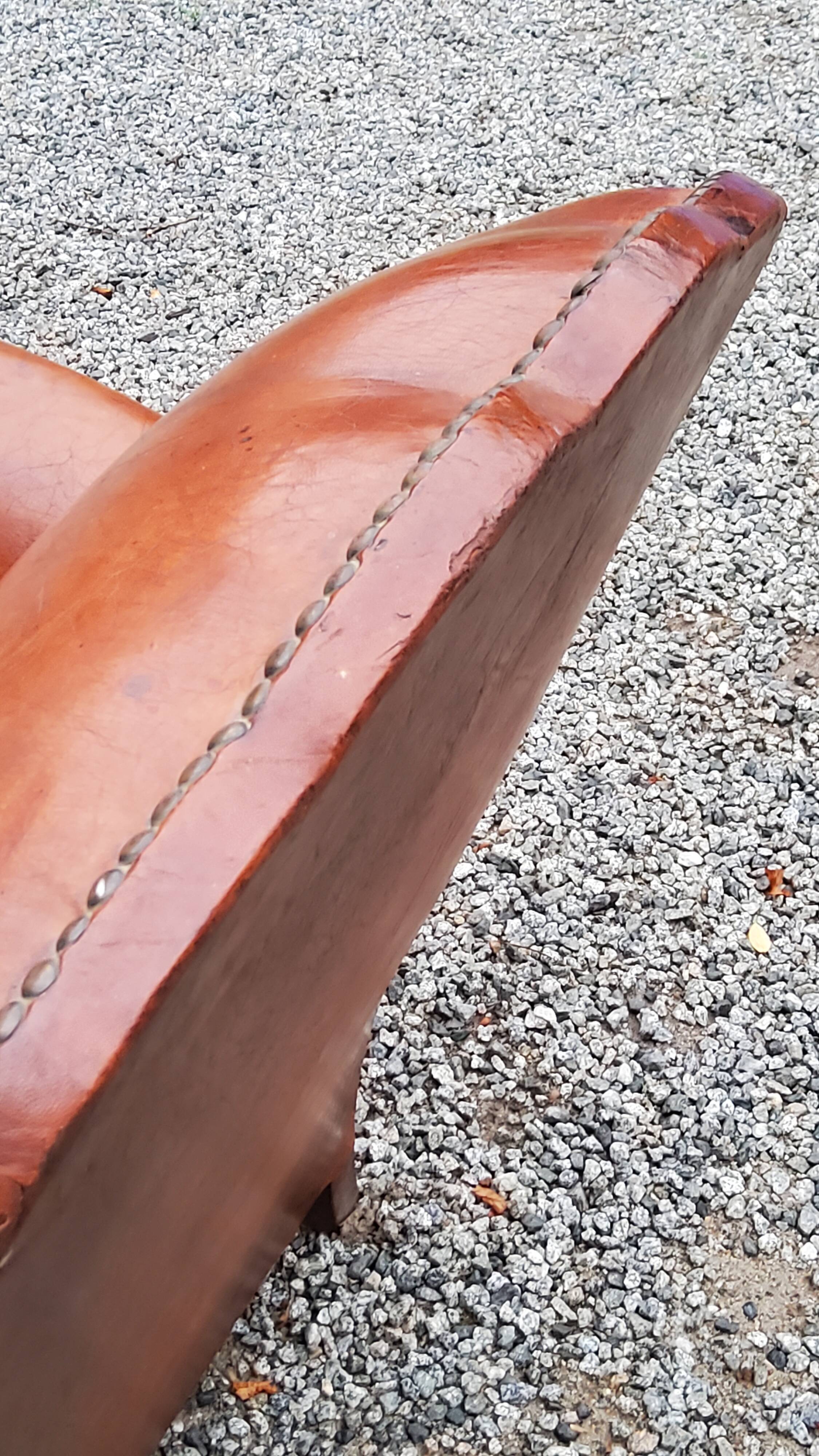 Leather club armchair back mustache from the 30s
