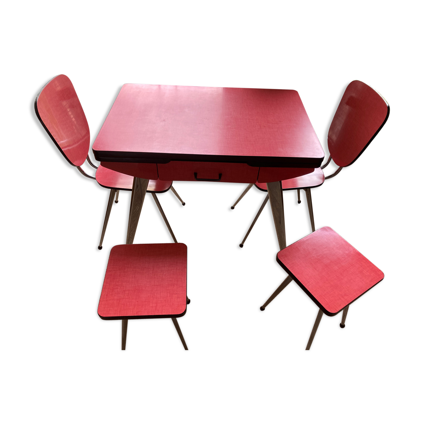 Set formica Roger Breton table chairs stools