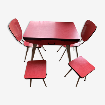 Ensemble formica Roger Breton table chaises tabourets