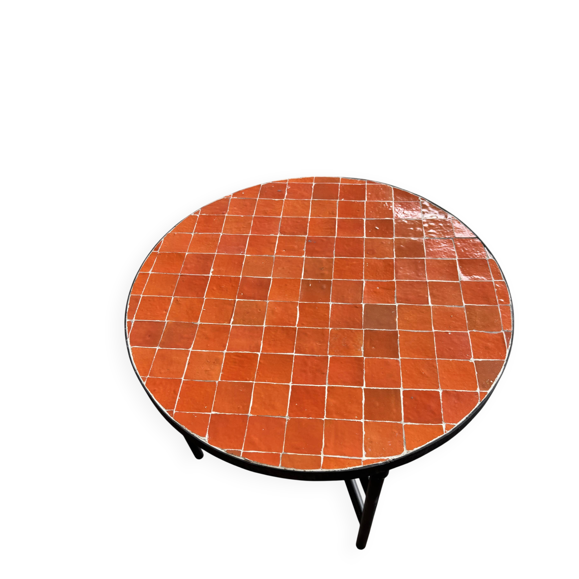 orange coffee table in handmade zellige from Morocco