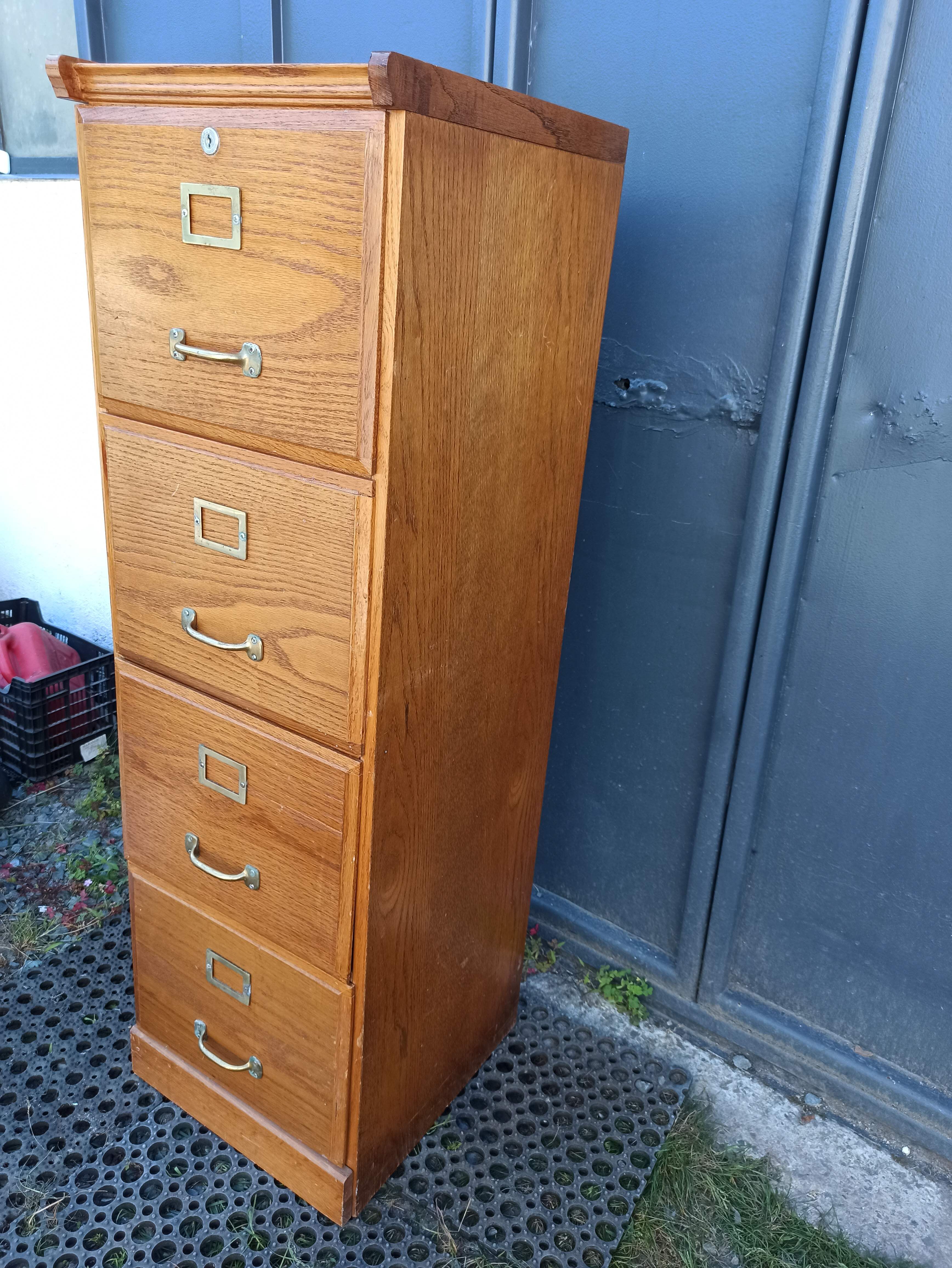 Oak curtain binder notary furniture 4 drawers