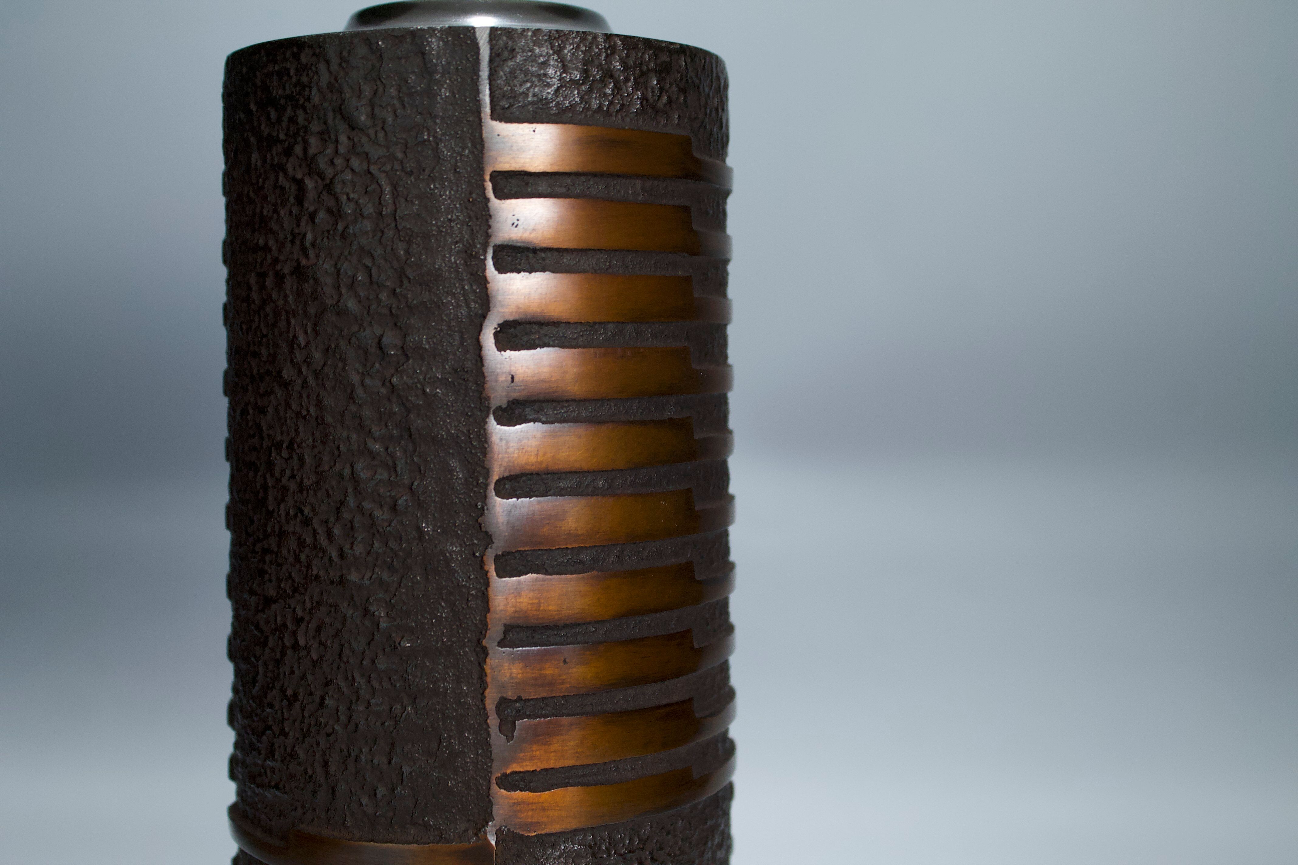 Japanese copper vase with black patina