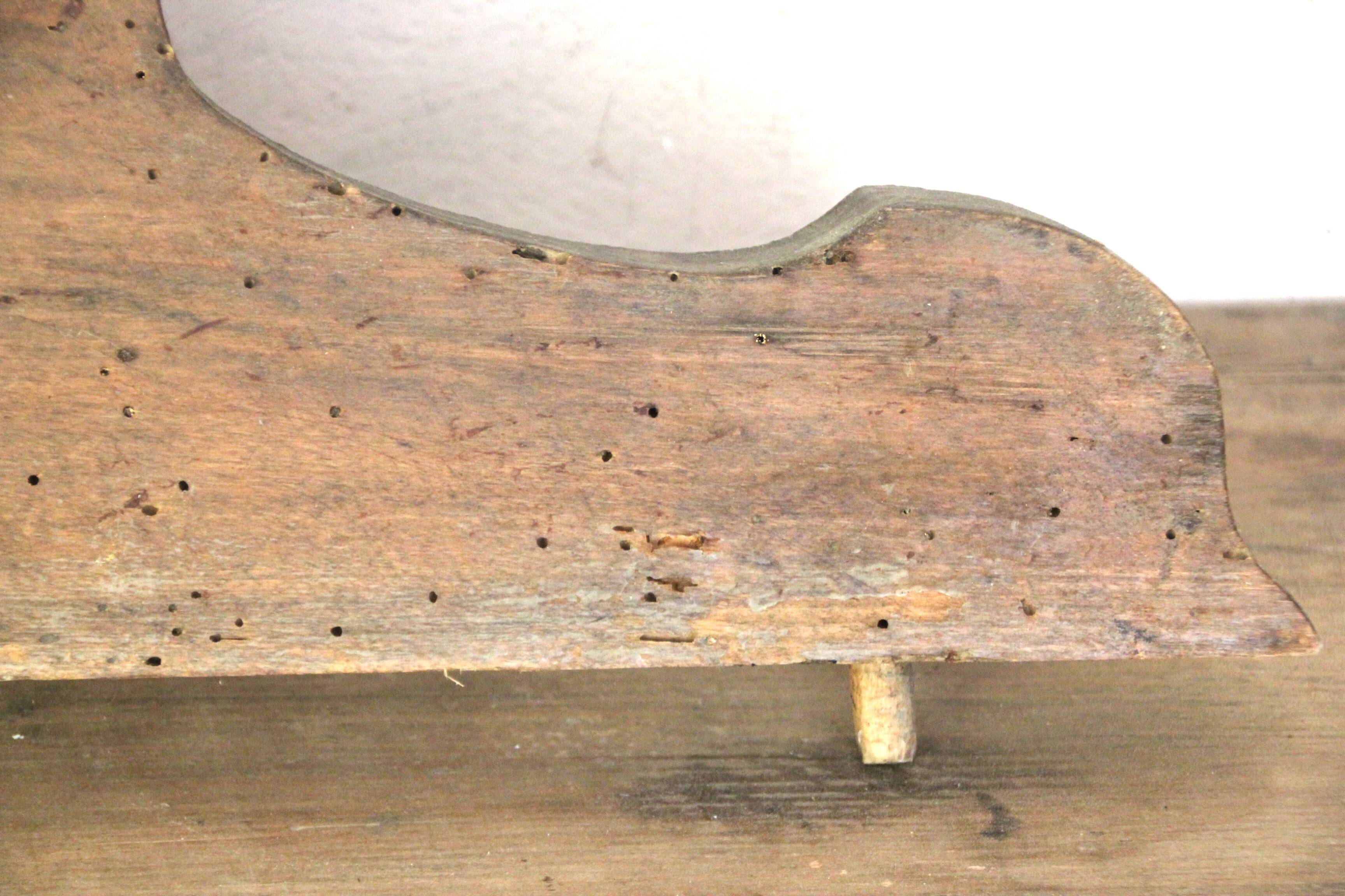 Old pediment in solid and marquetry wood