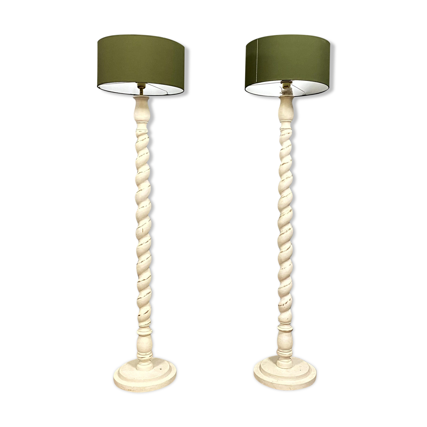 Pair of twisted column lamps in lacquered wood circa 1850