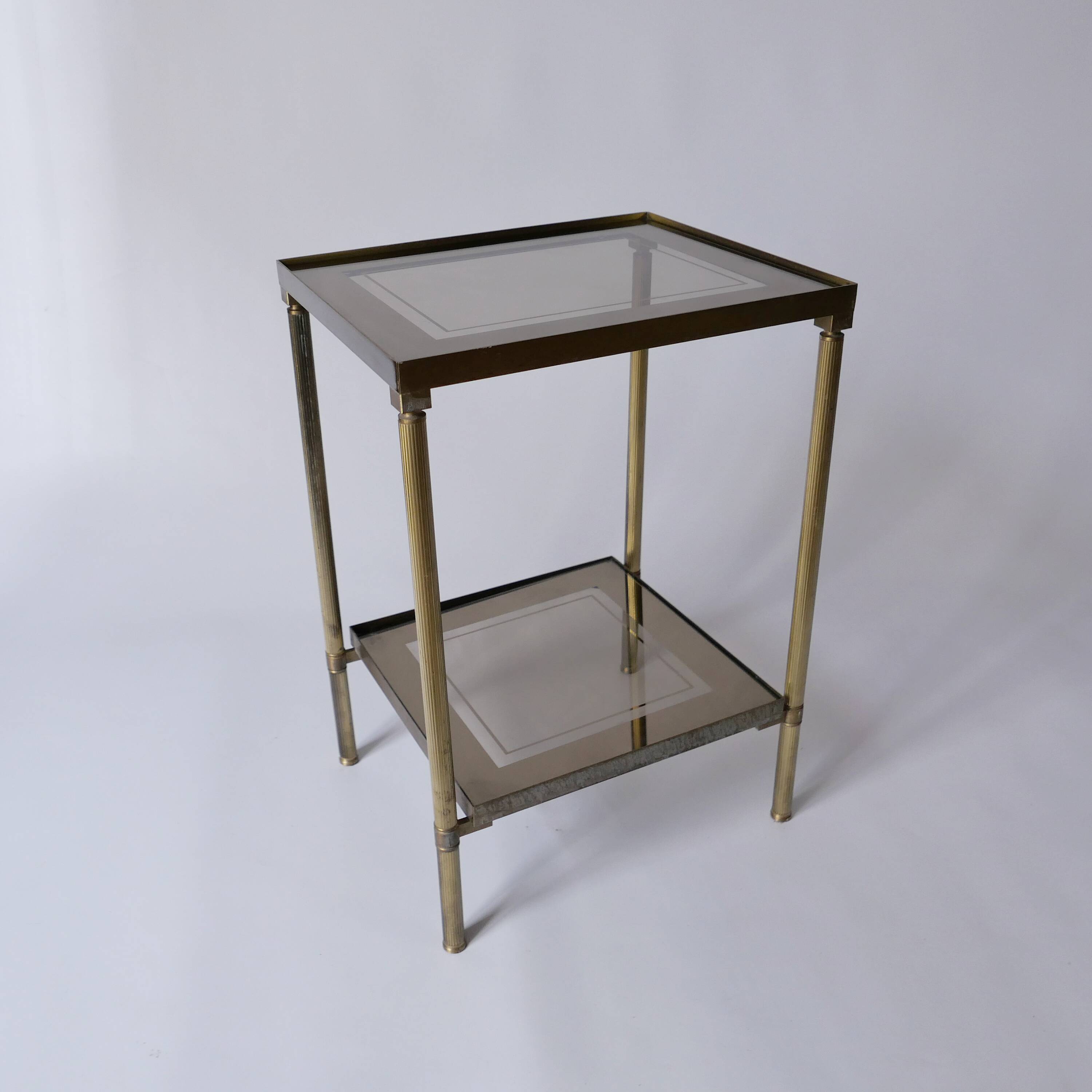 saddle table in brass smoked glass mirror old vintage Jansen house