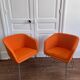 Paire de fauteuils orange 1970