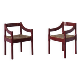 2 red Vico Magistretti “Carimate” style armchairs | Italy | 1970s