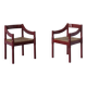 2 red Vico Magistretti “Carimate” style armchairs | Italy | 1970s