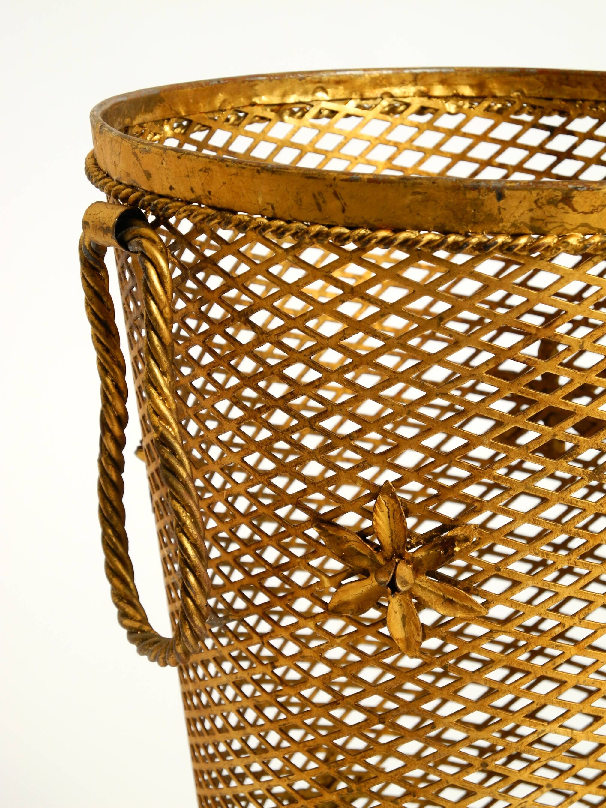 Large Mid-Century Regency umbrella stand made of gilded metal, Italy 1960s