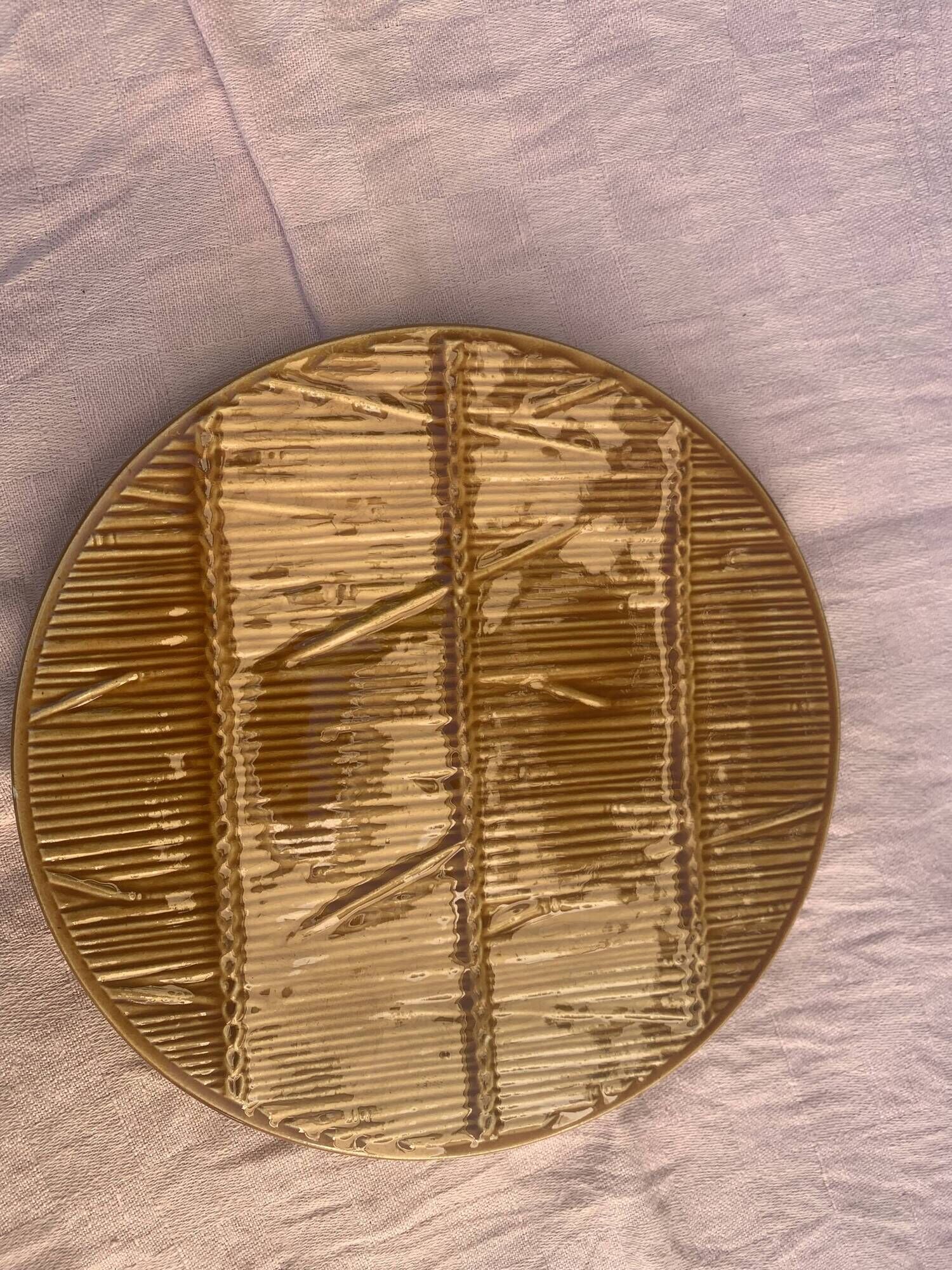9 plates in straw slurry val d or creation made in france vintage