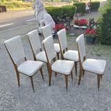 Set of 6 Art Deco chairs in walnut wood