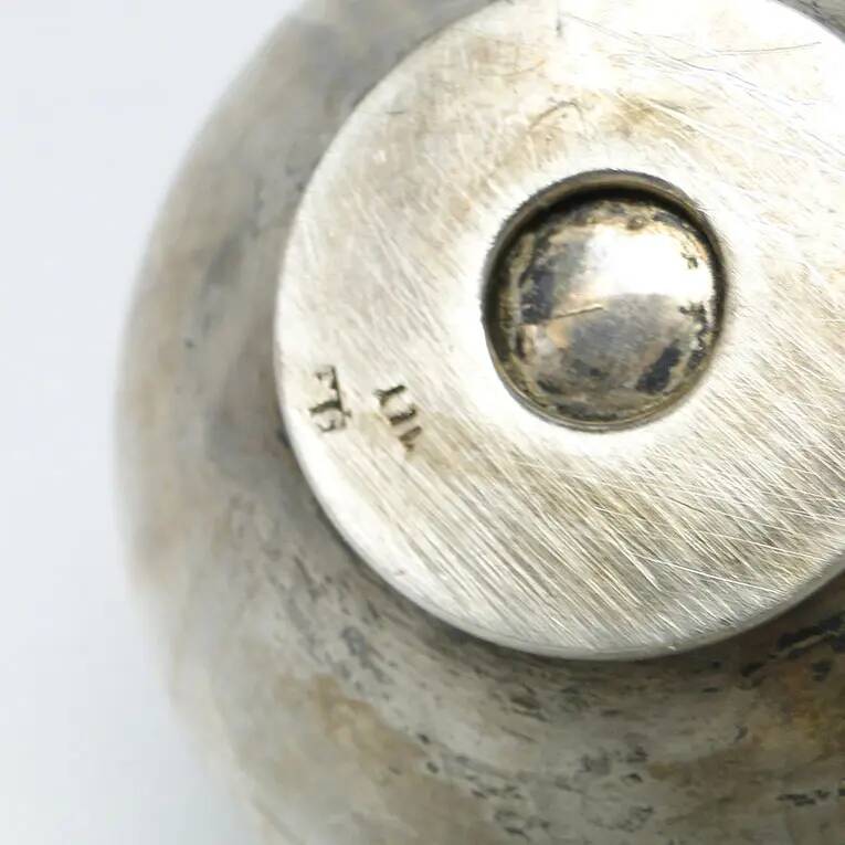 Mid-century modern sugar bowl, silver-plated brass, HEFRA, Poland, 1960s