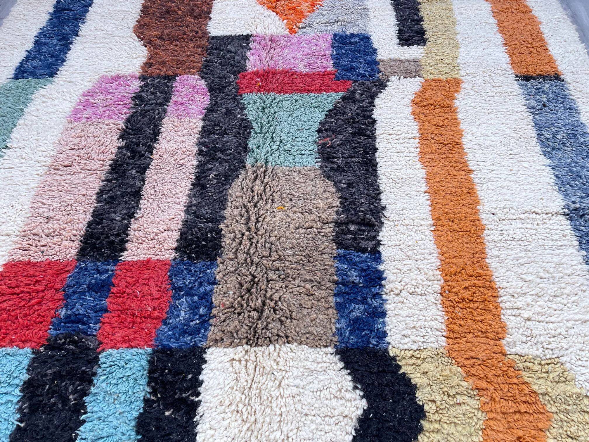 Authentic Moroccan wool rug handwoven, 250x150 cm
