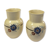 Pair of 2 identical ancient vases of Sarreguemines