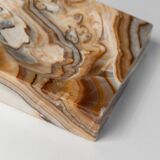 Beige-Black-Brown Marble Ashtray, Italian 1970s Design, Heavy Sculptural Table Decor