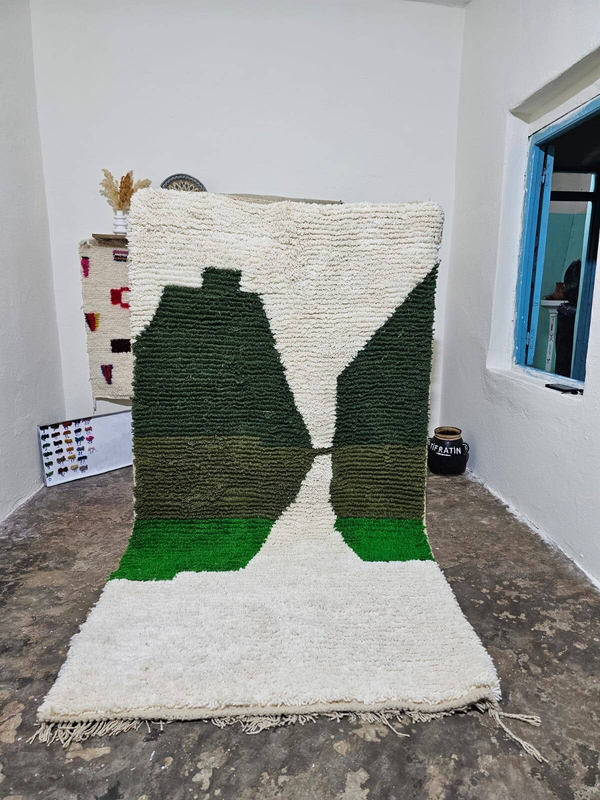 Tapis berbère vert en laine 140/260cm